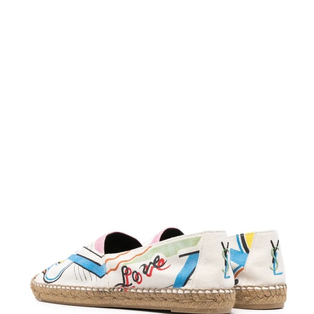 Authentic NWOT Saint Laurent Perseo Colorful Espadrille Flats 37.5